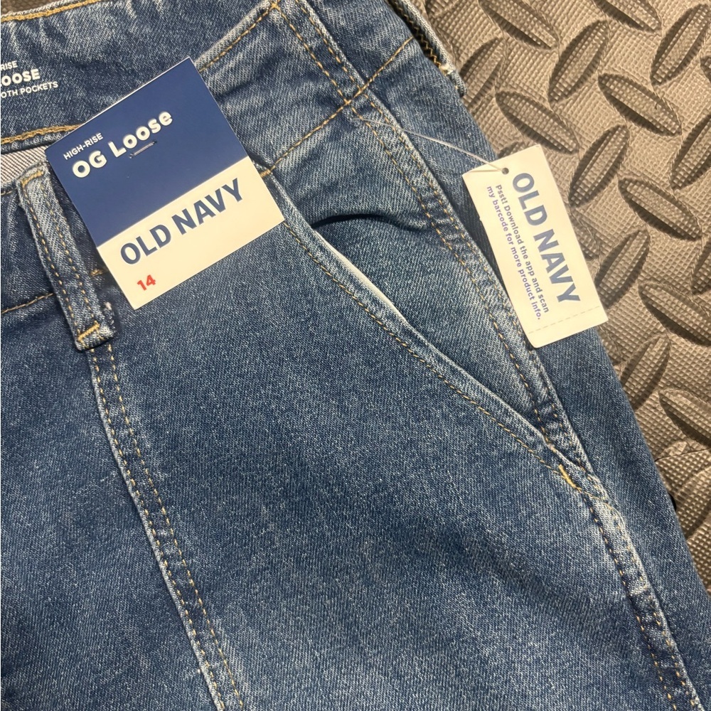 Old Navy OG Loose High Rise Jeans Women’s 14 Dark Wash NWT - Picture 5 of 12
